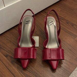 Worthington Red Slingback Bow Heels Size 7 NWT